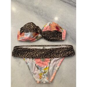 Victoria's Secret Swim Bikini Set Leopard Floral Print‎ Women's Medium M